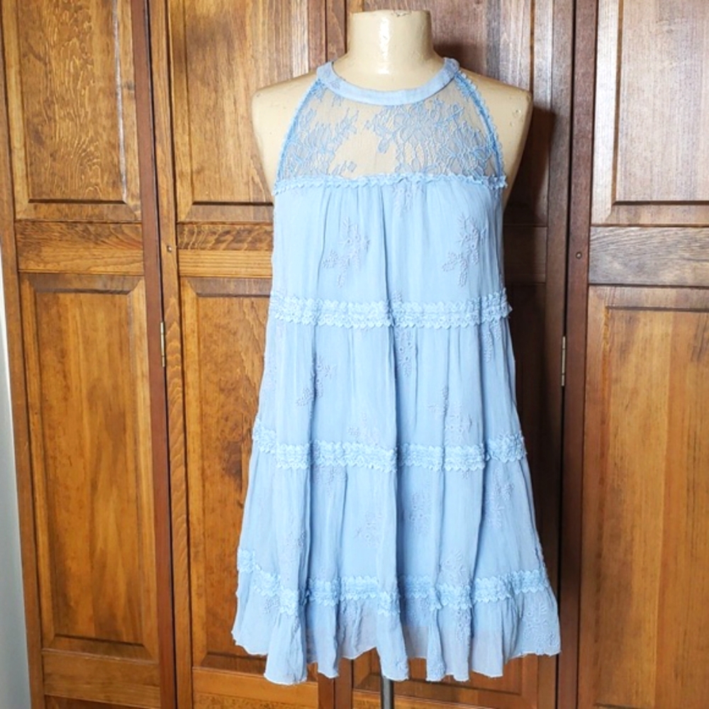 Sundance TARA A-Line Lace Halter Dress Sz M